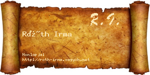 Róth Irma névjegykártya